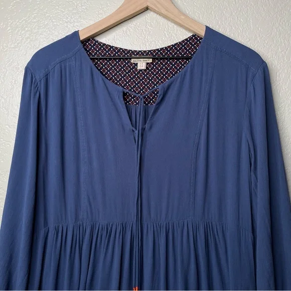 Holding Horses Anthropologie Blue Pink Dip Dye Ombré Tassel Peasant Dress - Picture 4 of 13